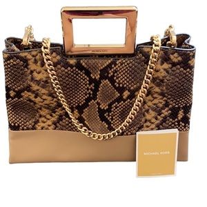 Michael Kors Camel Satchel Embossed Leather